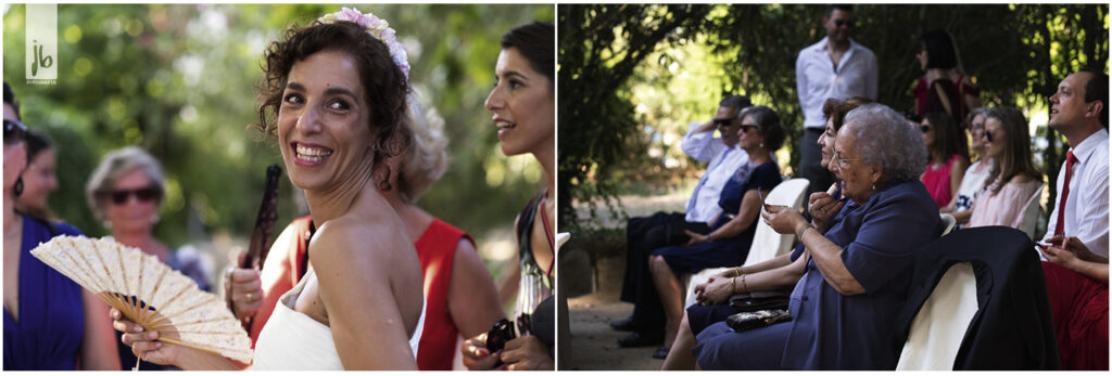 die Braut auf einer Hochzeit in Portugal, die Oma fährt mit dem Lippenstift nach