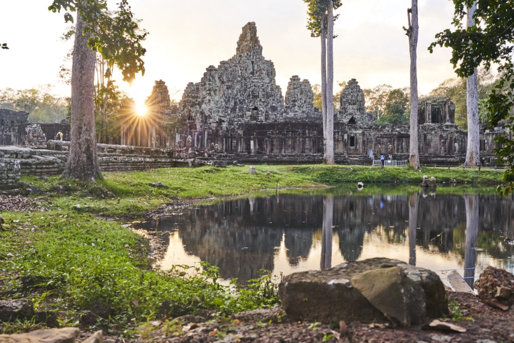 Sonnenuntergang beim Bayon Temple in Angkor Wat