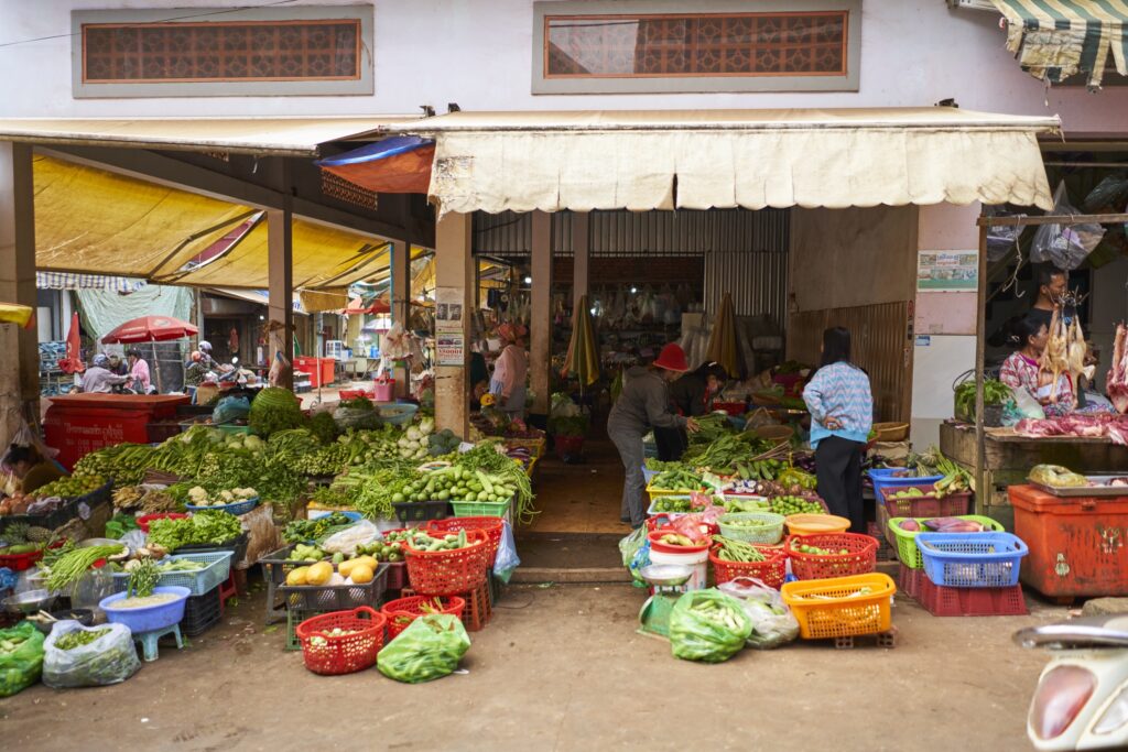 der Marktplatz mit viel Gemüse in Sen Monorom, Mondulkiri Project