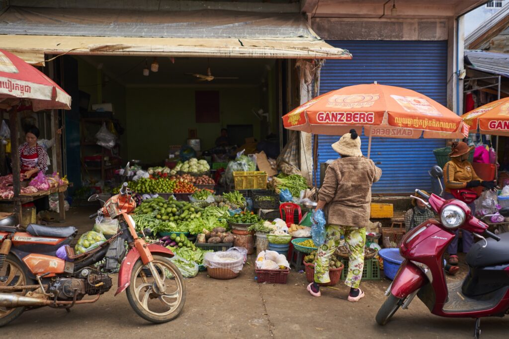 der Marktplatz mit viel Gemüse in Sen Monorom, Mondulkiri Project